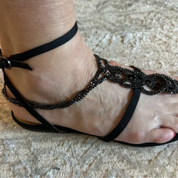 Giorgio Armani Black and Gold Sandals - Picture 4 of 12